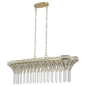 39.4" Modern Luxurious Champagne Gold Crystal Chandelier Oval Kitchen Island Light Chain Chandelier