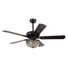 Load image into Gallery viewer, 52&quot; Luxury Crystal Ceiling Fan Light Traditional Matte Black Ceiling Fan Reversible 3-speed Ceiling Fan, 1H/2H/4H/8H Timer
