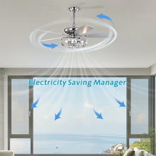 Load image into Gallery viewer, 52&quot; Crystal Ceiling Fan with 5 Reversible Blades Light Kit and Remote Control, 3-Speed (High, Mid,Low) Adjustable
