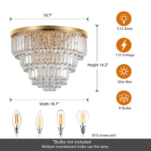 Lade das Bild in den Galerie-Viewer, 19.7&quot; Luxury Crystal Chandelier Modern Style Crystal Light Gold Crystal Ceiling Light
