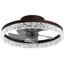 Load image into Gallery viewer, 19.7&quot; Simple LED Ring Ceiling Light Luxury Crystal Ceiling Light Brown Fan Light
