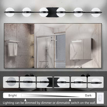 Load image into Gallery viewer, 43.3&quot; Modern Bathroom Black Mirror Light Wall Mounted Vanity Light Globe 6 Lights
