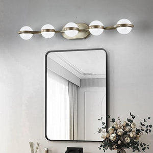 35.4" Modern Bathroom Gold Mirror Light Wall Mounted Vanity Light Globe 5 Lights