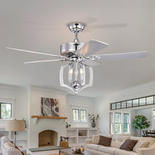 Load image into Gallery viewer, 52&quot; Chrome Ceiling Fan Light Vintage Pendant Light Reversible 3-speed Silent Ceiling Fan 1H/2H/4H/8H Timer
