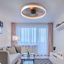 Carregar imagem no visualizador da galeria, 19.7&quot; Simple LED Ring Chandelier Fan Modern Recessed Ceiling Light Chandelier Orange Ceiling Fan Light
