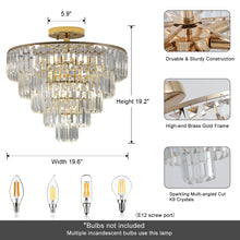 Load image into Gallery viewer, 19.7&quot; Gold Luxury Crystal Chandelier Round K9 Crystal Light Luxury Home Decor Lighting
