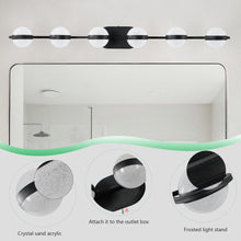 Load image into Gallery viewer, 43.3&quot; Modern Bathroom Black Mirror Light Wall Mounted Vanity Light Globe 6 Lights
