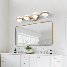 Load image into Gallery viewer, 28&quot; Modern Bathroom Gold Mirror Light Wall Mounted Vanity Light Globe 4 Lights
