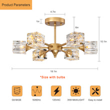 Charger l&#39;image dans la galerie, 18&quot; Modern Luxury Crystal Chandelier Recessed Ceiling Light Luxury Gold Chandelier
