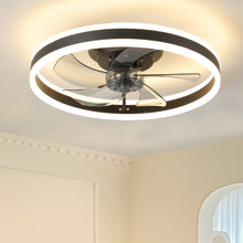 Load image into Gallery viewer, 19.7&quot; Simple LED Ceiling Light Black Modern Fan Light Dimmable
