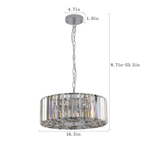 16.5" Modern Transparent Crystal Chandelier Drum-Shaped Crystal Chandelier Luxury Home Decorative Lighting