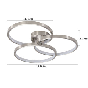 19.69" Modern Three-Ring Ceiling Light Ring Chandelier