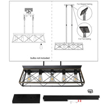 Load image into Gallery viewer, 31.5&quot; Golden Black Farmhouse Chandelier Dining Room Rectangular Island Light Metal Chandelier
