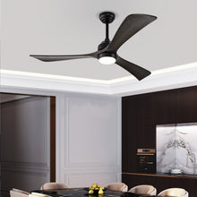 Load image into Gallery viewer, 52&quot; Matte Black + Dark Walnut Remote Control Silent Ceiling Fan Light, Reversible Ceiling Fan
