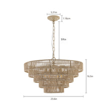 Загрузить изображение в средство просмотра галереи, 23.6&quot; Bohemian Style Braided Chandelier 5 Layer Rattan Wood Chandelier Minimalist Living Room Chain Chandelier
