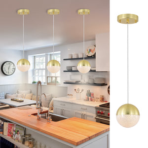 Simple Linear Chandelier Modern Gold LED Spherical Chandelier Dimmable