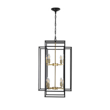 Load image into Gallery viewer, 18.1&quot; Vintage Lantern Chandelier Farmhouse Candle Chandelier (Black &amp; Gold)
