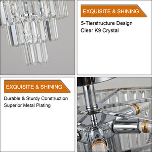 19.7" Chrome Luxury Crystal Chandelier Round K9 Crystal Light Luxury Home Decor Lighting