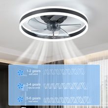 Load image into Gallery viewer, 19.7&quot; Simple LED Ceiling Light Black Modern Fan Light Dimmable
