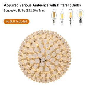 19.7" Luxury Crystal Chandelier Modern Style Crystal Light Gold Crystal Ceiling Light