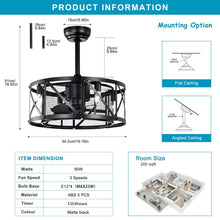 Load image into Gallery viewer, 20&#39;&#39; Industrial 5-Blade Ceiling Fan with Remote Control ,5 Abs Blades Small Size Ceiling Fan
