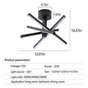 12.01" Nordic Style Black Chandelier Modern Simple Embedded Chandelier