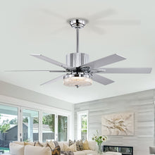 Load image into Gallery viewer, 52&#39;&#39; Modern Ceiling Fans with Remote, Wood Ceiling Fan with Lights, LED Ceiling Fan Light with 6 Blade, 3 Speed AC Motor Indoor Ceiling Fan--Chrome
