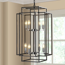 Load image into Gallery viewer, 18.1&quot; Vintage Lantern Chandelier Farmhouse Candle Chandelier (Black &amp; Silver)
