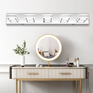 32.3" LED Modern Chrome Vanity Light Bathroom Acrylic Mirror Front Light Rectangular 5 Lights