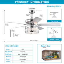 Load image into Gallery viewer, 52&quot; 3-Light Chrome Ceiling Fan + Remote, Traditional Farmhouse Rustic Industrial Bohemian Country Cottage Transitional Glam
