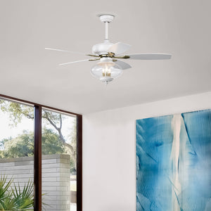 52'' Low Profile Ceiling Fan , White Modern Ceiling Fans with Remote Control --Matte White