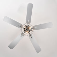 Charger l&#39;image dans la galerie, 52&quot; Crystal Chandelier Chrome Ceiling Fan Light Reversible 3-speed Silent Ceiling Fan
