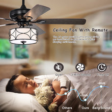 Загрузить изображение в средство просмотра галереи, 52&quot; Modern Ceiling Fan with Dual Finish Reversible Blades, Fandelier-Matte Black
