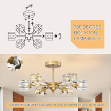 Charger l&#39;image dans la galerie, 18&quot; Modern Luxury Crystal Chandelier Recessed Ceiling Light Luxury Gold Chandelier
