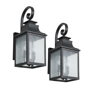 2 Pack Vintage Porch Wall Lights Outdoor Waterproof Glass Wall Lights Lantern Wall Lights