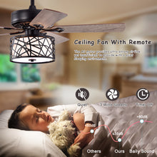 Load image into Gallery viewer, 52&#39;&#39; Low Profile Ceiling Fan with Lights (No Include Bulb), Blade Dark Wood Ceiling Fan
