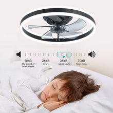 Load image into Gallery viewer, 19.7&quot; Simple LED Ceiling Light Black Modern Fan Light Dimmable
