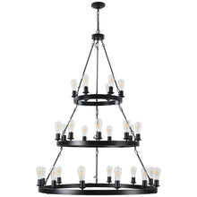 Load image into Gallery viewer, 43.4&quot; Large Vintage Triple Round Candle Chandelier Living Room Ceiling Candle Holder Chandelier Black Chain Chandelier
