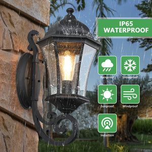 Outdoor Waterproof Glass Retro Light Sensing Wall Lamp Outdoor Lighting Decoration