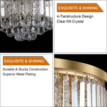 Lade das Bild in den Galerie-Viewer, 19.7&quot; Luxury Crystal Chandelier Modern Style Crystal Light Gold Crystal Ceiling Light
