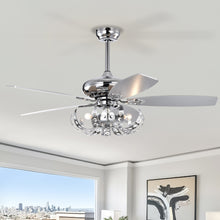 Load image into Gallery viewer, 52&quot; Crystal Ceiling Fan with 5 Reversible Blades Light Kit and Remote Control, 3-Speed (High, Mid,Low) Adjustable
