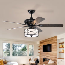 Load image into Gallery viewer, 52&quot; Modern Ceiling Fan with Dual Finish Reversible Blades, Fandelier-Matte Black
