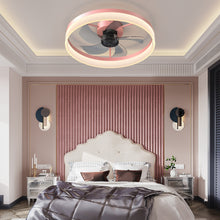 Cargar imagen en el visor de la galería, 19.7&quot; Simple LED Ring Chandelier Fan Modern Recessed Ceiling Light Chandelier Pink Ceiling Fan Light
