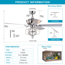 Load image into Gallery viewer, 52&quot; Chrome Crystal Chandelier American Retro Ceiling Fan Reversible 3-speed Silent Ceiling Fan
