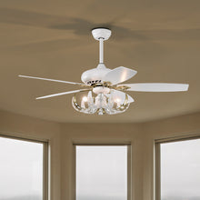 Cargar imagen en el visor de la galería, 52&quot; Crystal Ceiling Fan with 5 Reversible Blades Light Kit and Remote Control, 3-Speed  - Matte White
