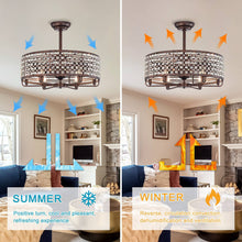 Load image into Gallery viewer, 27&quot; Crystal Chandelier Crystal Shade Ceiling Fan with Remote Control 6 Wind Speeds, 1H/2H/4H Timer
