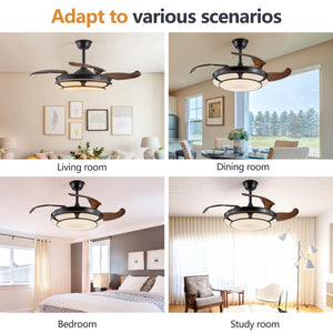 Modern Minimalist Invisible Ceiling Fan Light - Retractable Fan With LED Fixtures