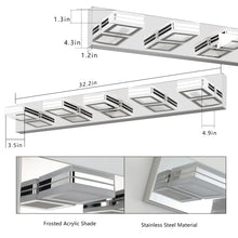 Charger l&#39;image dans la galerie, 32.3&quot; LED Modern Chrome Vanity Light Bathroom Acrylic Mirror Front Light Rectangular 5 Lights
