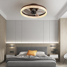 Lade das Bild in den Galerie-Viewer, 19.7&quot; Simple LED Ring Chandelier Fan Modern Recessed Ceiling Light Chandelier Brown Ceiling Fan Light
