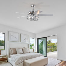 Load image into Gallery viewer, 52&quot; Crystal Ceiling Fan with 5 Reversible Blades Light Kit and Remote Control, 3-Speed (High, Mid,Low) Adjustable
